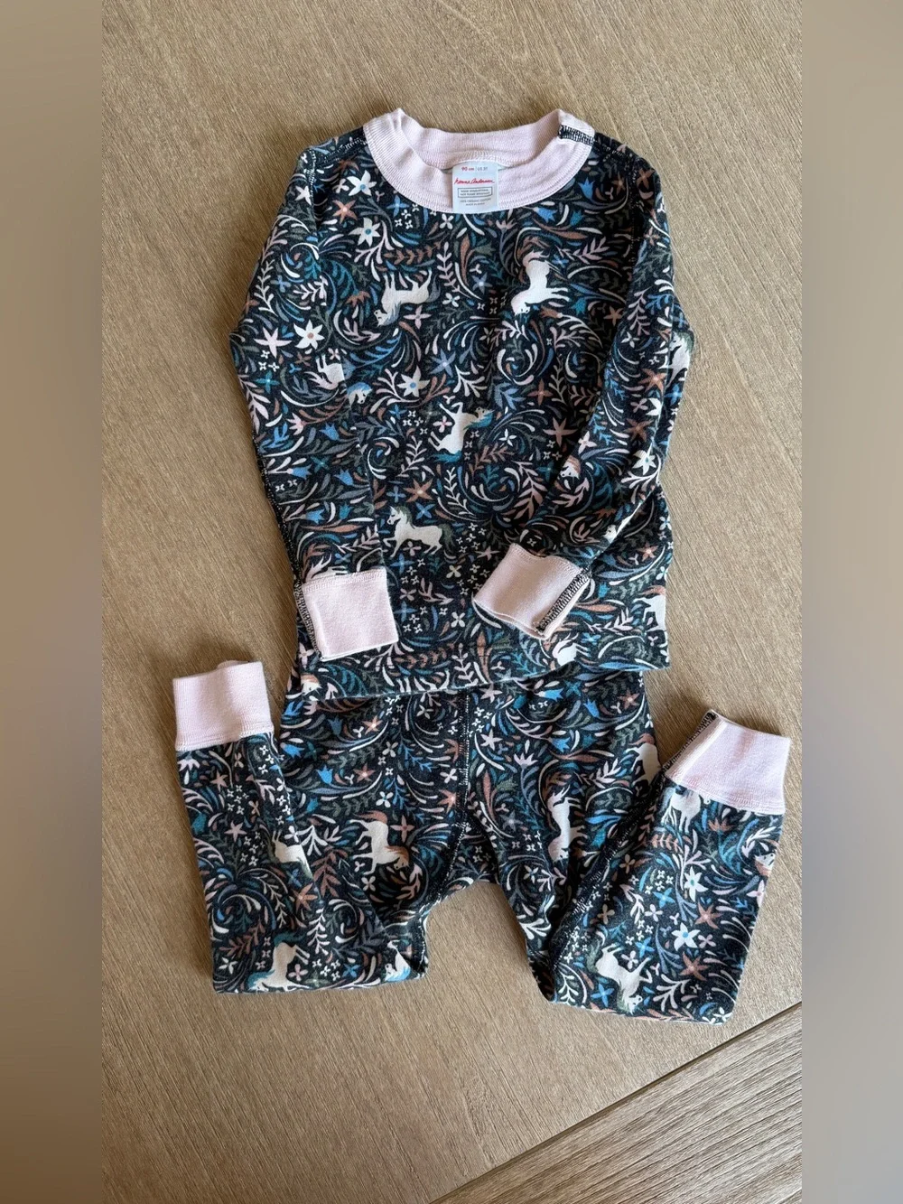 Hanna Andersson Long John Unicorn Pajama Set Toddler Girl 3T